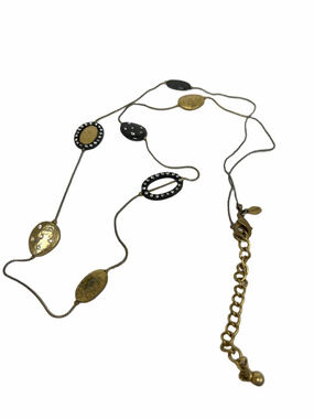 Chico's Gold and Black Oval Accent Long Necklace